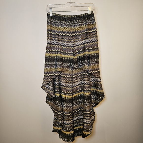 👍Element grey yellow saw pattern, paneled high low mermaid skirt size S US - Picture 2 of 5